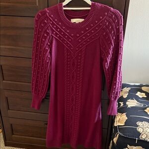LOFT Long Sleeve Knit Dress - Rich Purple